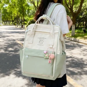 Japan Trend Color Matching Waterproof Backpack Leisure Travel Bagfor Women and Girls Large Capacity Sports Weekend Trip Sportbag