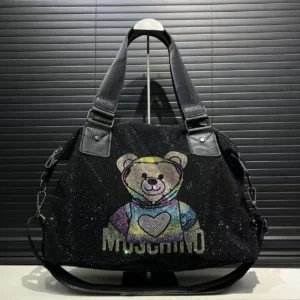 Ladies' bag fashionable diamond jewelry cute teddy bear handbag, large capacity, personalized, elegant, shiny shoulder